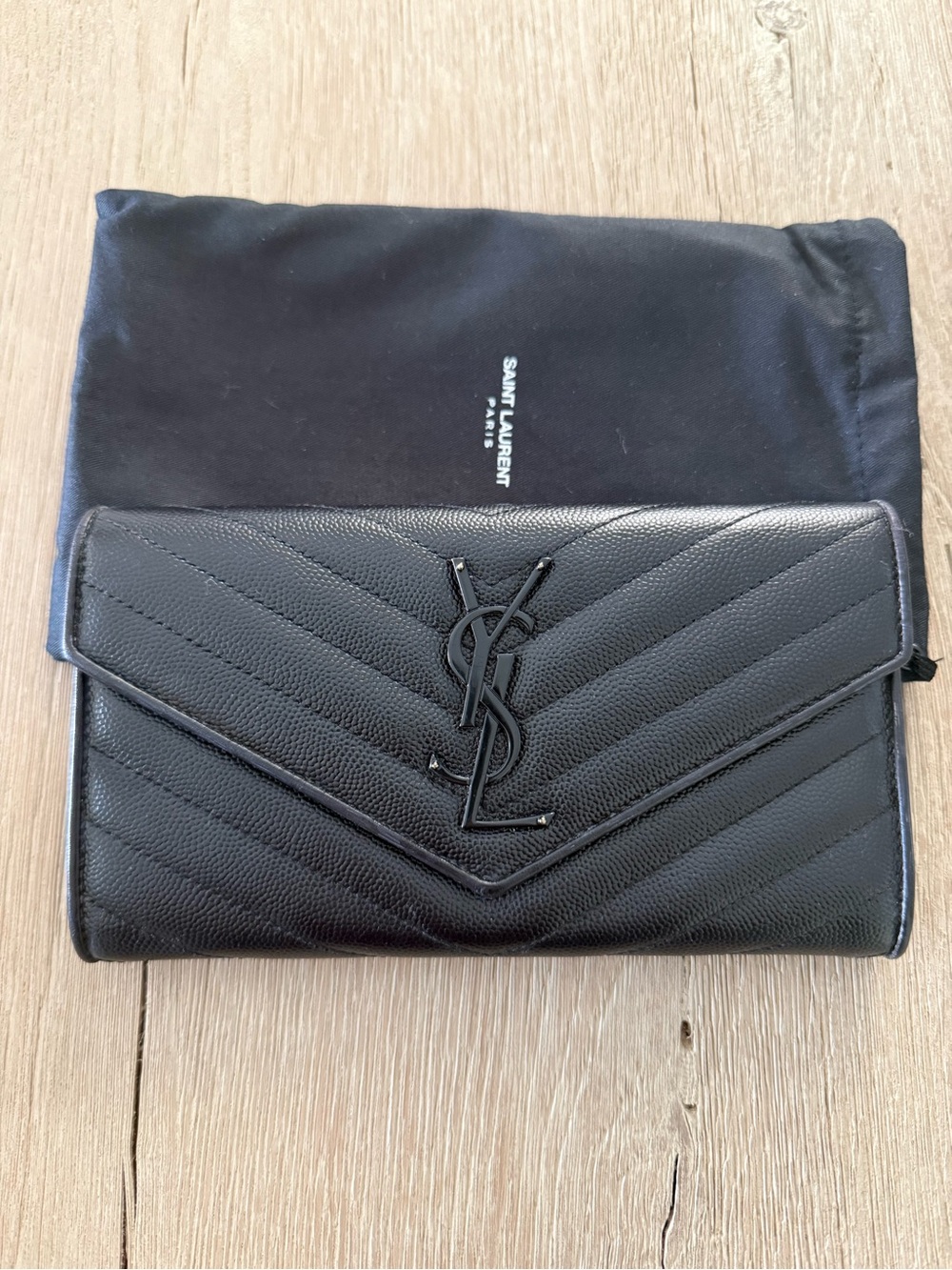 Saint Laurent Black Quilted Chevron Leather Envelope Clutch - Picture 11 of 11